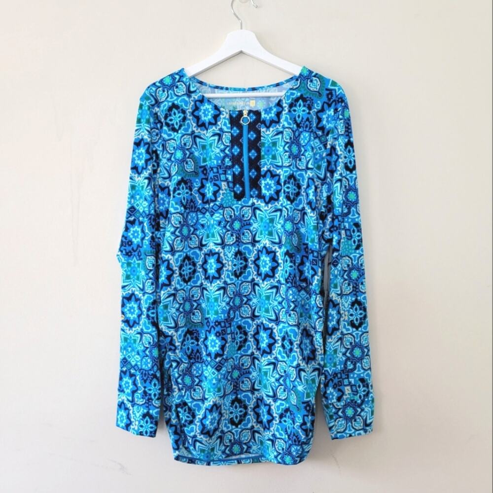 AmberNoon II by Erum Ilyas Half-Zip Swim Cover-Up Dress 2x